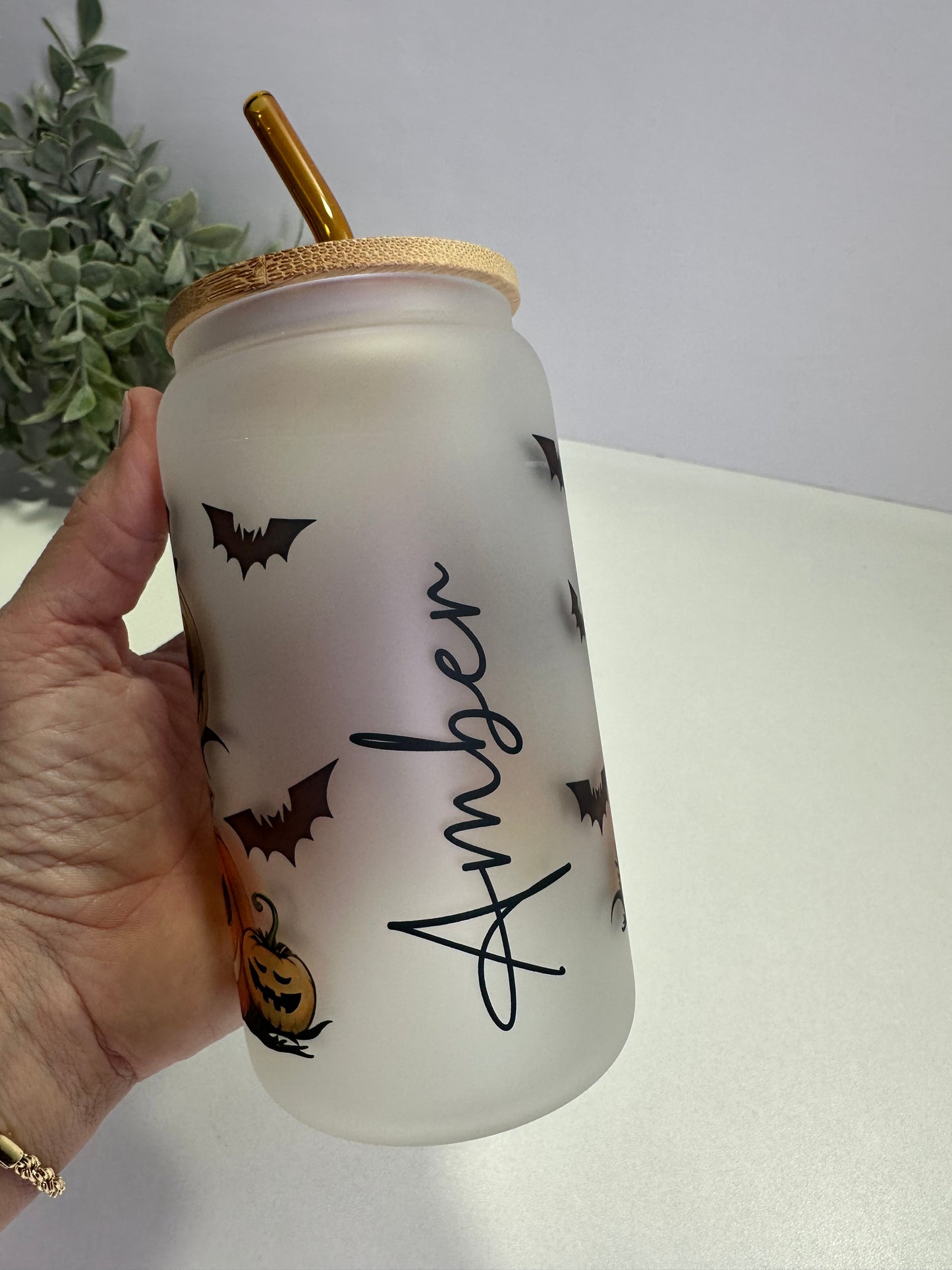Personalized Halloween Pumpkin Cup– Custom Fall Tumbler with Lid & Straw