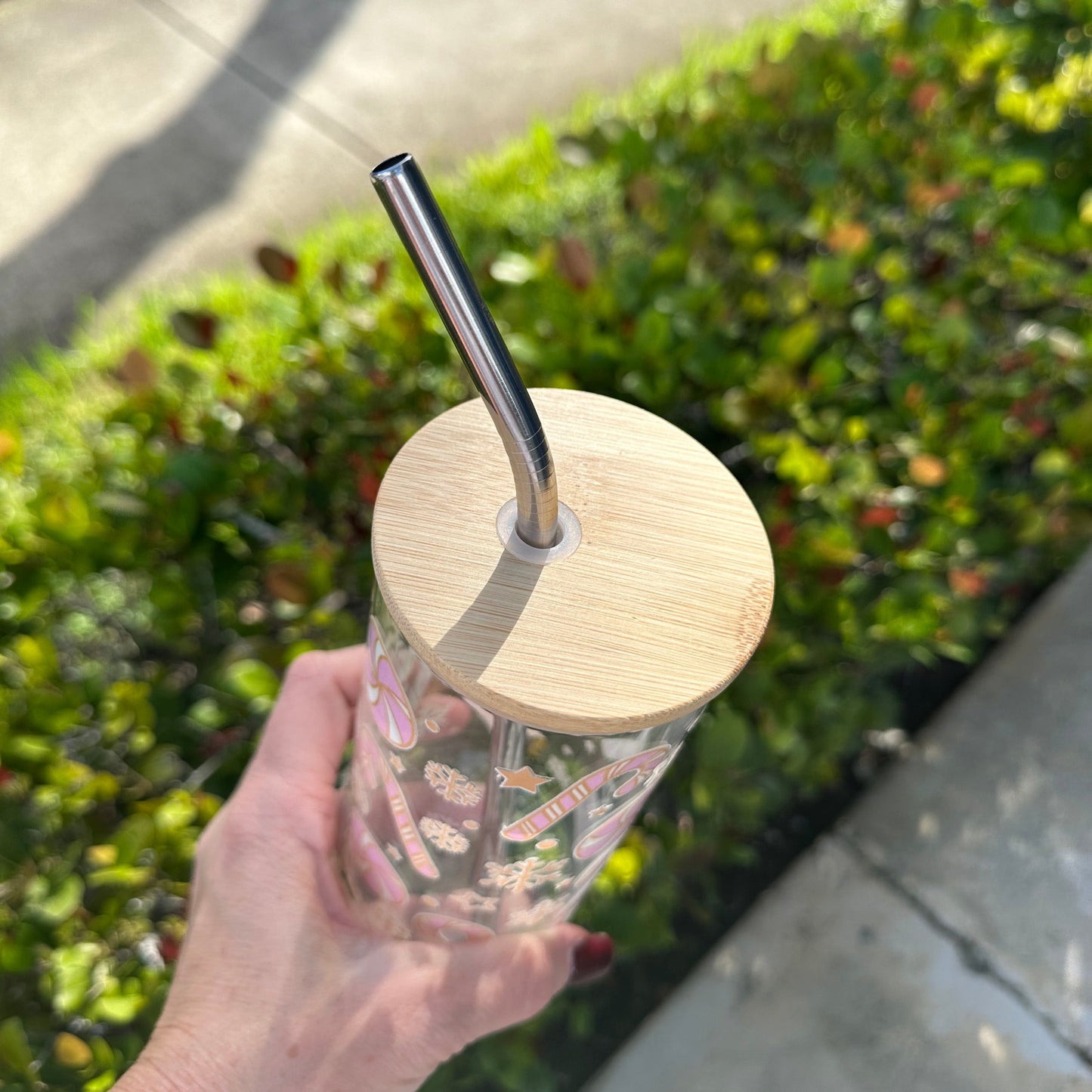 Candy Cane Glass Cup