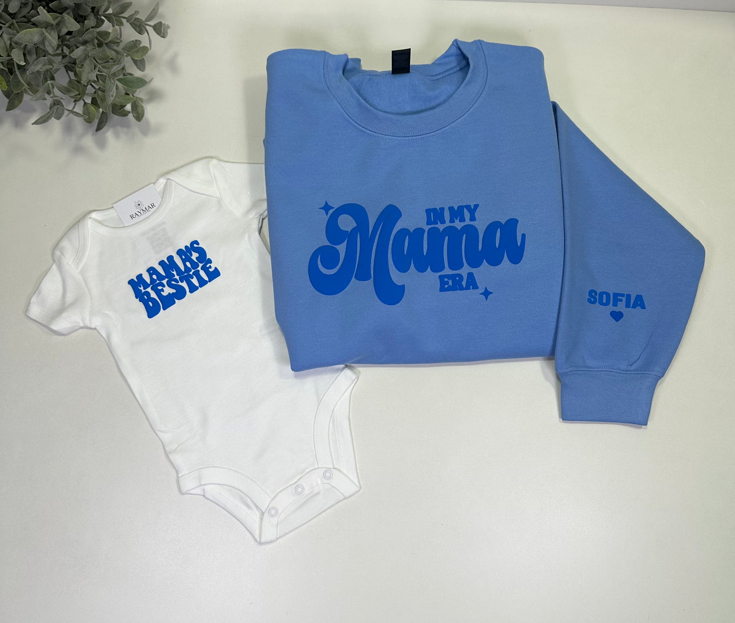 Mama’s Bestie Onesie & Kid Shirt – Puff Print Matching Family Outfit