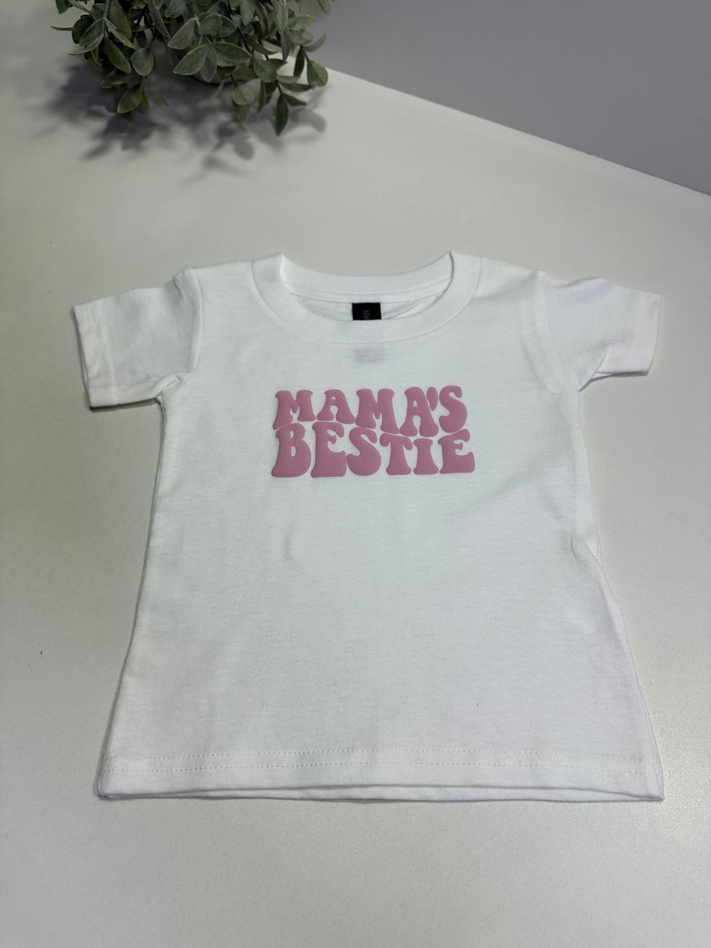 Mama’s Bestie Onesie & Kid Shirt – Puff Print Matching Family Outfit
