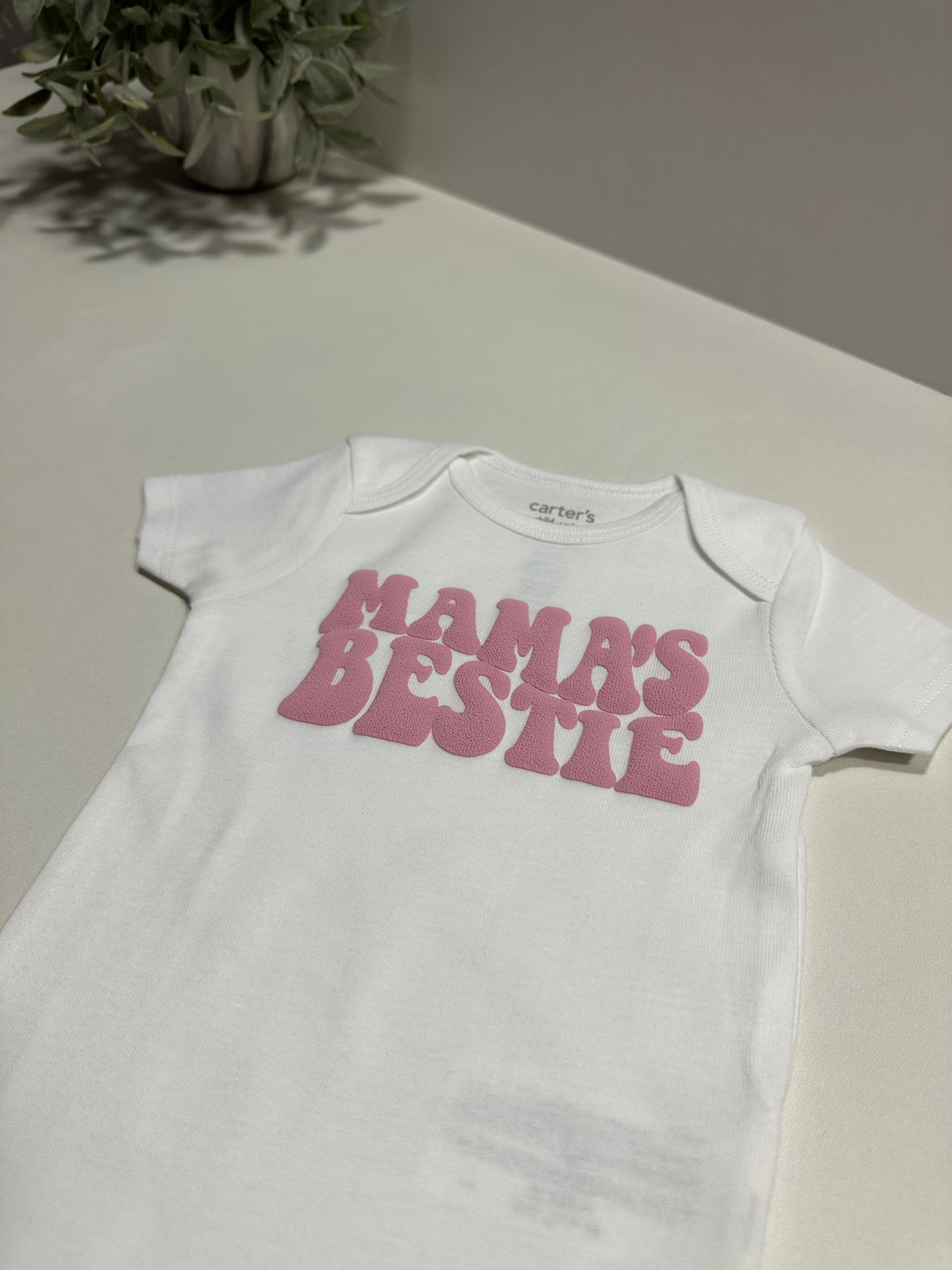 Mama’s Bestie Onesie & Kid Shirt – Puff Print Matching Family Outfit