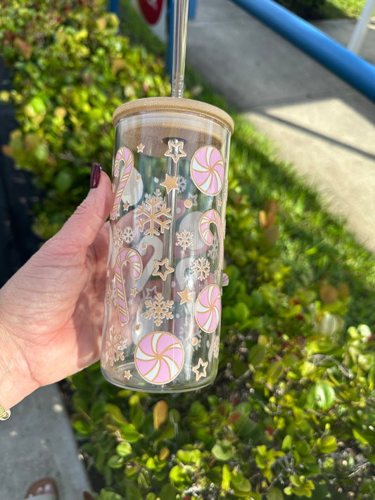 Candy Cane Glass Cup