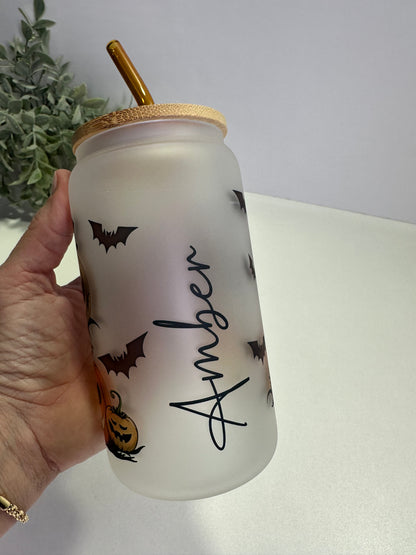 Personalized Halloween Pumpkin Cup– Custom Fall Tumbler with Lid & Straw