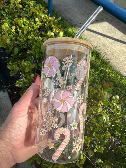 Candy Cane Glass Cup