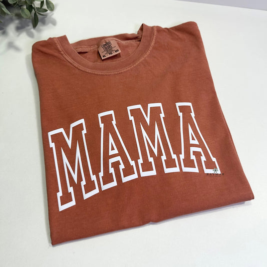 Custom Fall Mama Comfort Colors T-Shirt – Puff Print Autumn Mom Shirt, Cozy Fall Graphic Tee