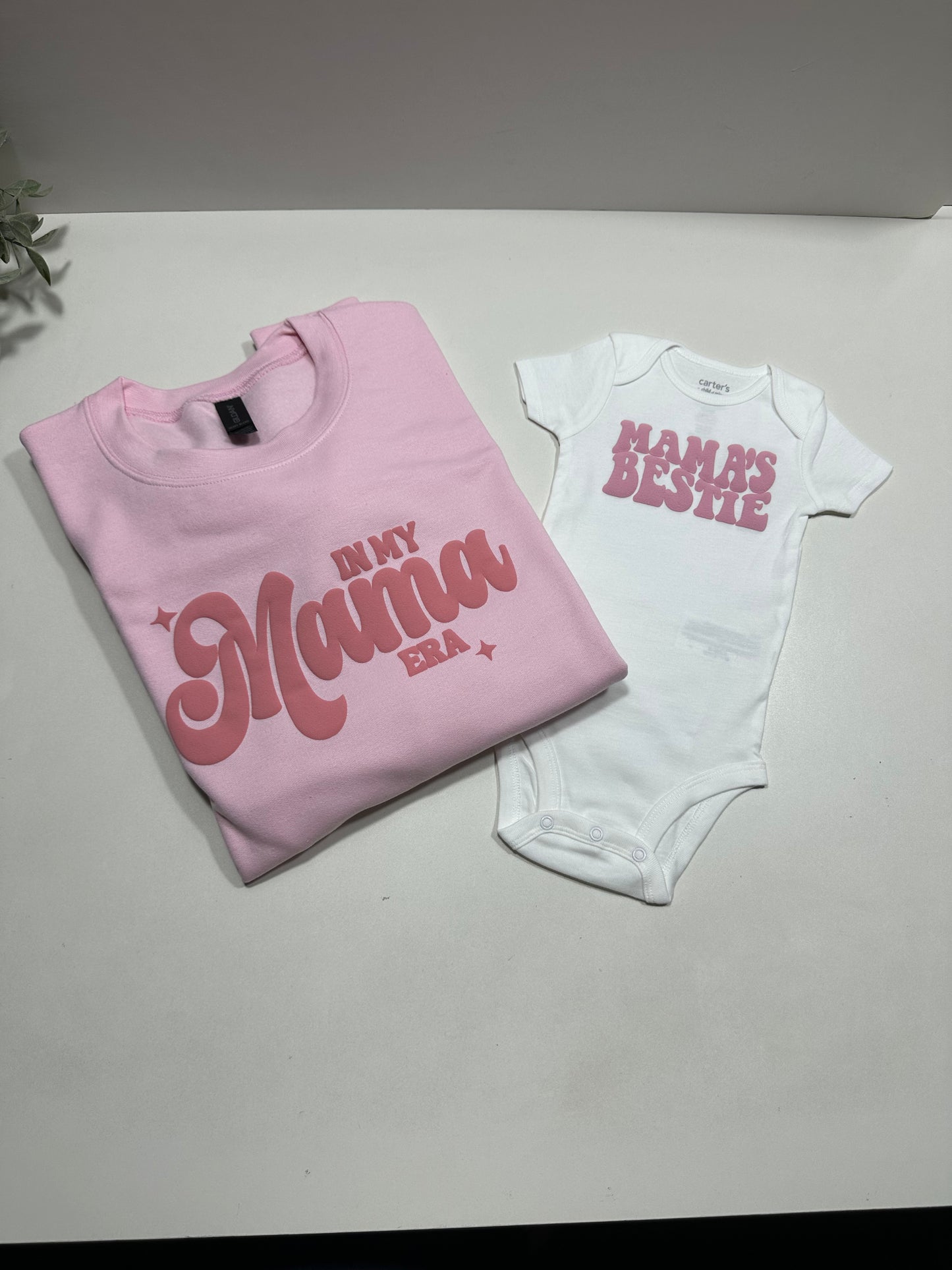 Mama’s Bestie Onesie & Kid Shirt – Puff Print Matching Family Outfit