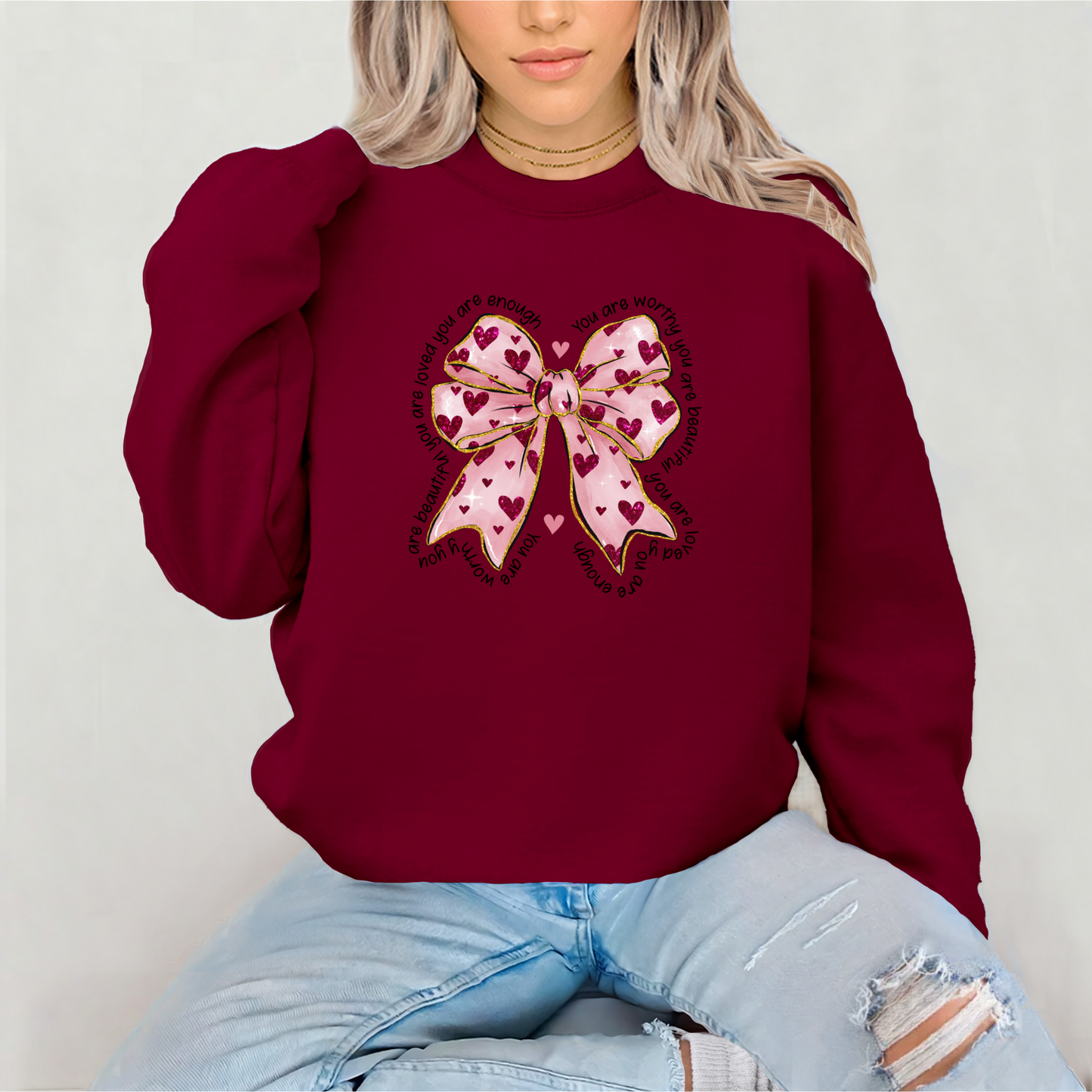 Valentine Coquette Sweatshirt "I'm Worthy"