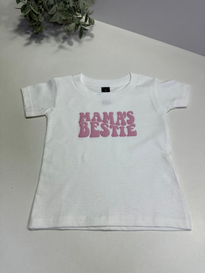 Mama’s Bestie Onesie & Kid Shirt – Puff Print Matching Family Outfit