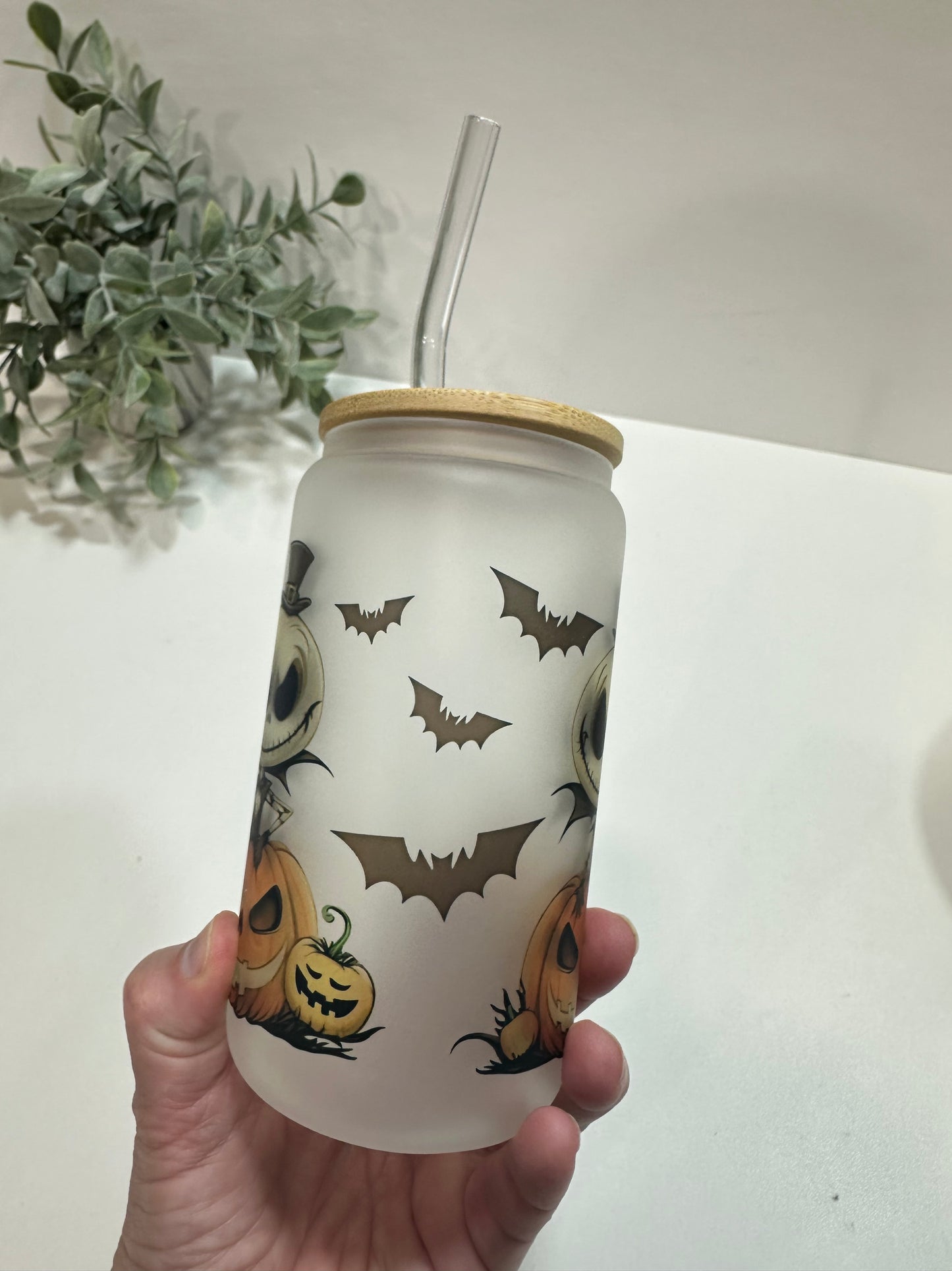 Personalized Jack o Lantern Glass Cup