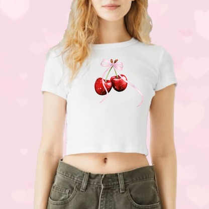 Valentine Cherry Coquette Baby Tee