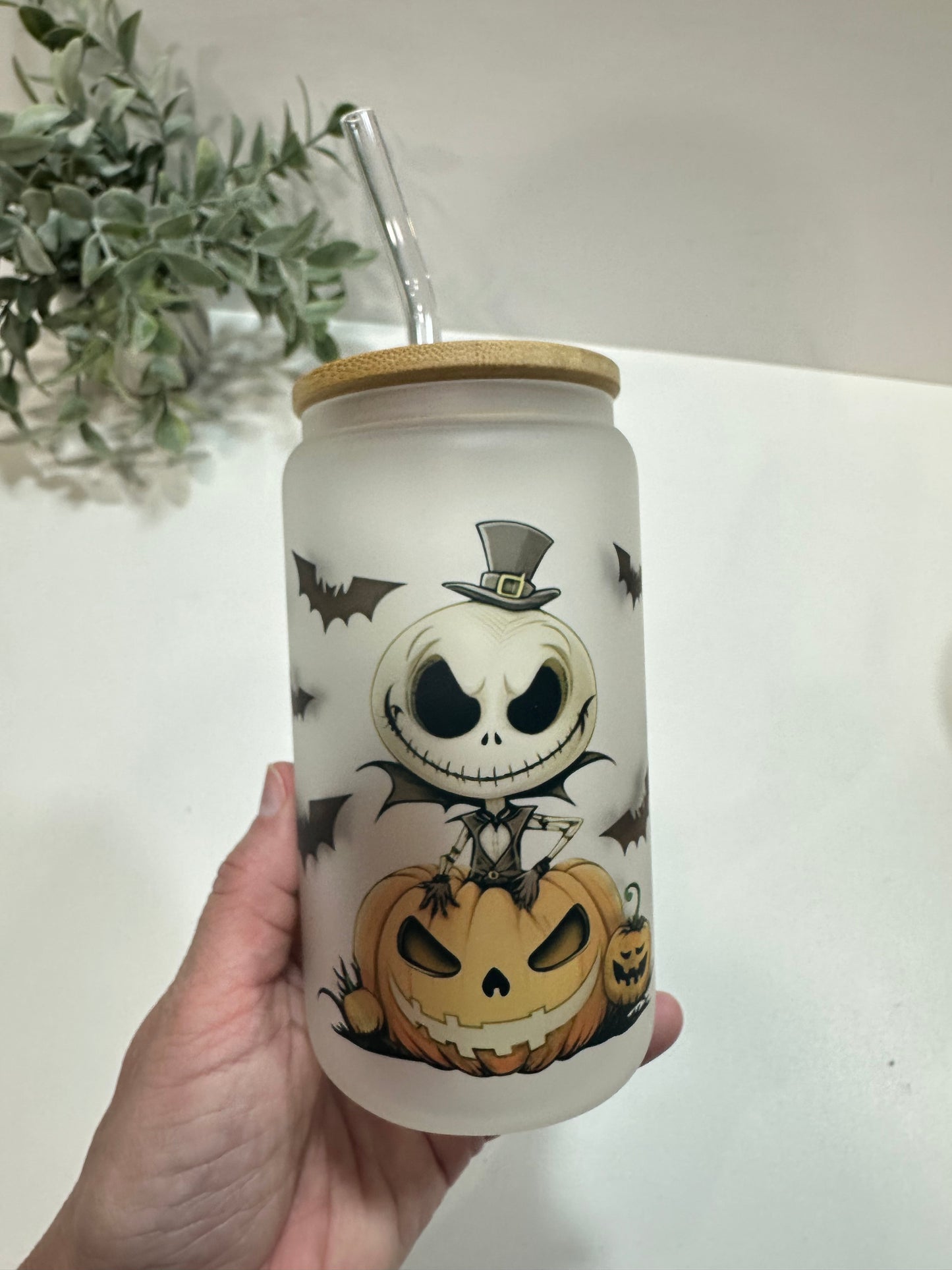 Personalized Jack o Lantern Glass Cup