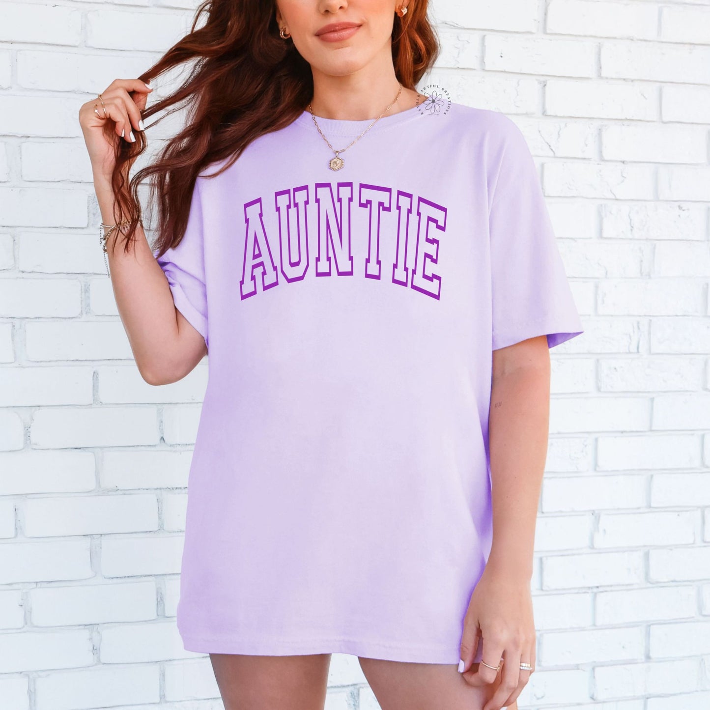 Auntie Comfort Colors T-Shirt – Puff Print Tee for Cool Aunts
