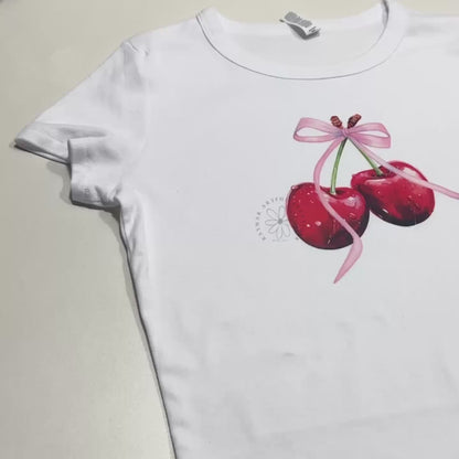 Valentine Cherry Coquette Baby Tee