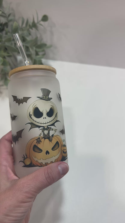 Personalized Jack o Lantern Glass Cup