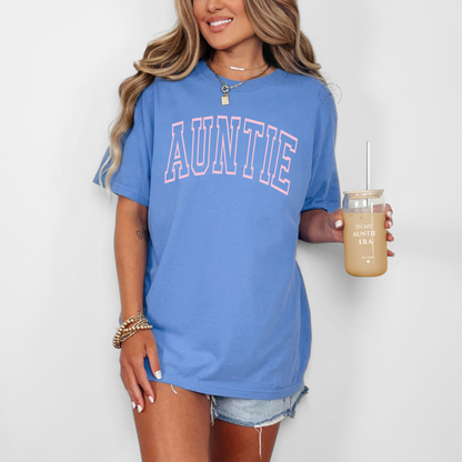 Auntie Comfort Colors T-Shirt – Puff Print Tee for Cool Aunts