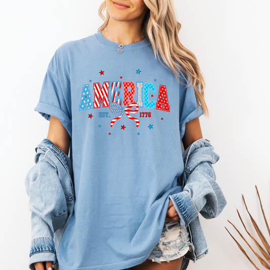 America Coquette Comfort Colors T- Shirt-4th of July Tee